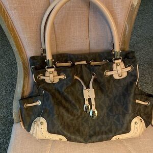 Michael Kors Brown/ Beige Monogram coated canvas handbag
